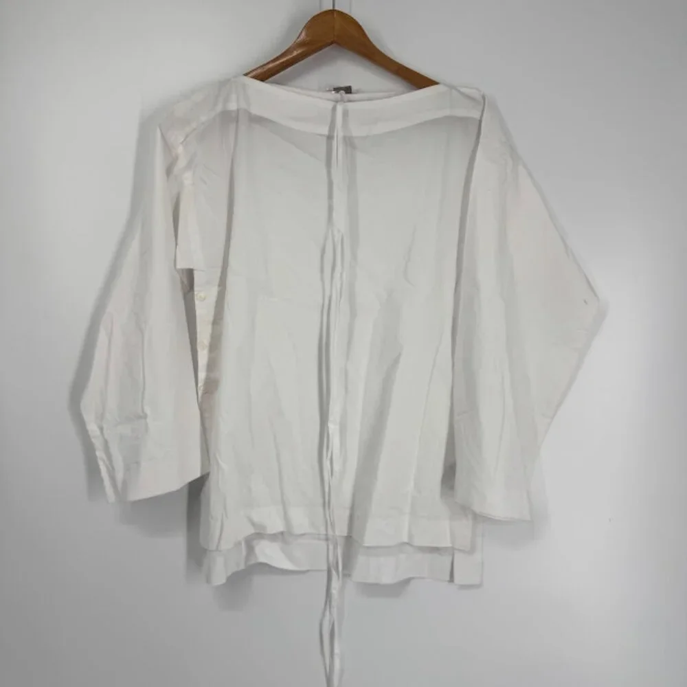J.Crew White Cotton Poplin Boatneck Ciel Top Size XS NWT - Picture 4 of 11